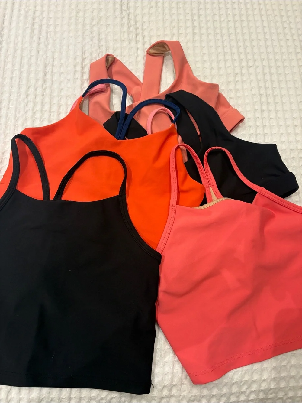 Old Navy Girls' Seamless Sports Crop Tops - Black, Bright Orange, Coral Pink